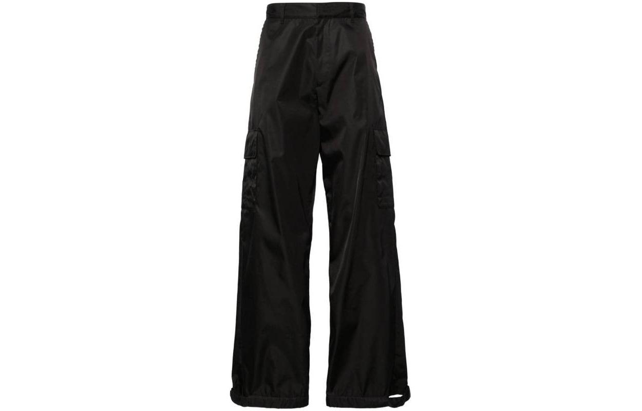 Order 오프화이트 솔리드 블랙 릴렉스 핏 카고팬츠 남성용 엘라스틱 미드웨이스트 OMCF037C99FAB0031010