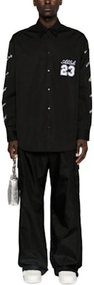 오프화이트 솔리드 블랙 릴렉스 핏 카고팬츠 남성용 엘라스틱 미드웨이스트 OMCF037C99FAB0031010 Lookbook 오프화이트 솔리드 블랙 릴렉스 핏 카고팬츠 남성용 엘라스틱 미드웨이스트 OMCF037C99FAB0031010