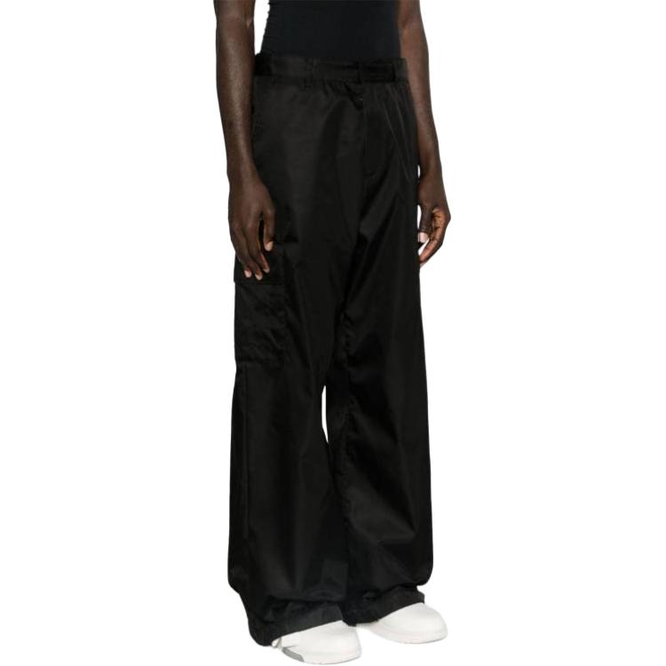 Purchase 오프화이트 솔리드 블랙 릴렉스 핏 카고팬츠 남성용 엘라스틱 미드웨이스트 OMCF037C99FAB0031010
