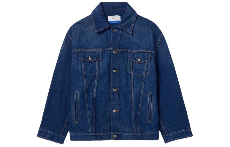 Off-White Solid Color Button-Up Jacket Blue Regular Fit OMYE090C99DEN0024400