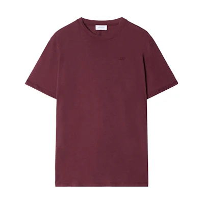 OFF-WHITE Solid Color Crewneck T-Shirt Maroon OMAA027F23JER0072828