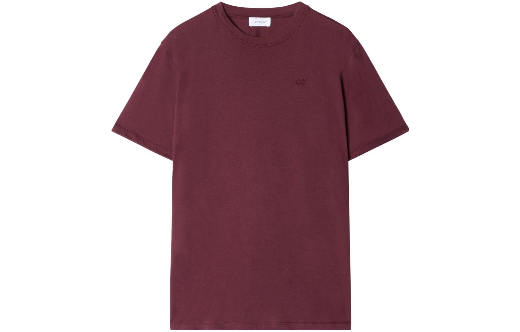 Order OFF-WHITE Solid Color Crewneck T-Shirt  Maroon OMAA027F23JER0072828