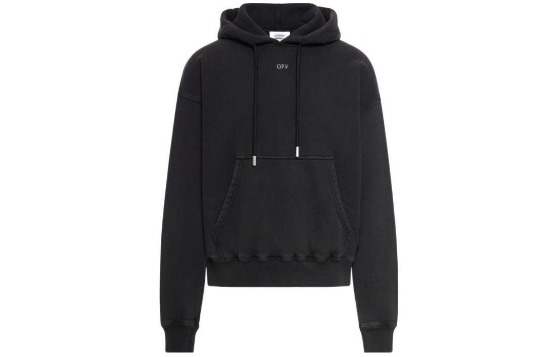 OFF-WHITE Solid Color Hoodie Black Regular Fit  Pullover Sweatshirt OMBB085S24FLE0101001 圖 2