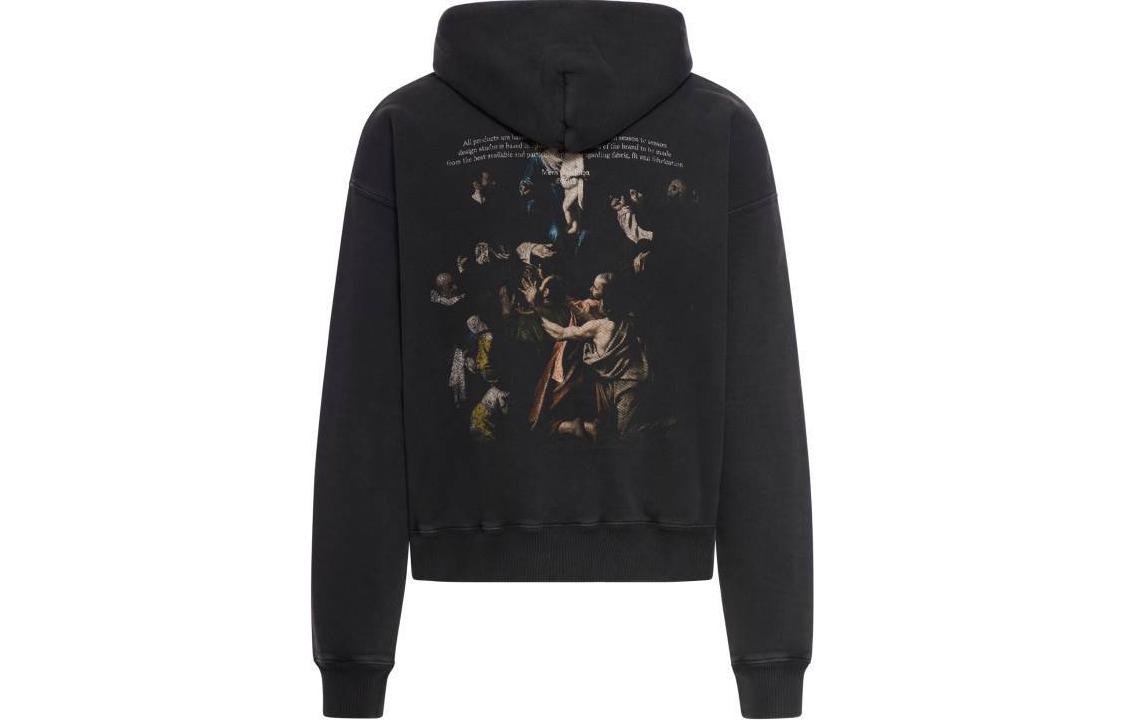 OFF-WHITE Solid Color Hoodie Black Regular Fit  Pullover Sweatshirt OMBB085S24FLE0101001 圖 3