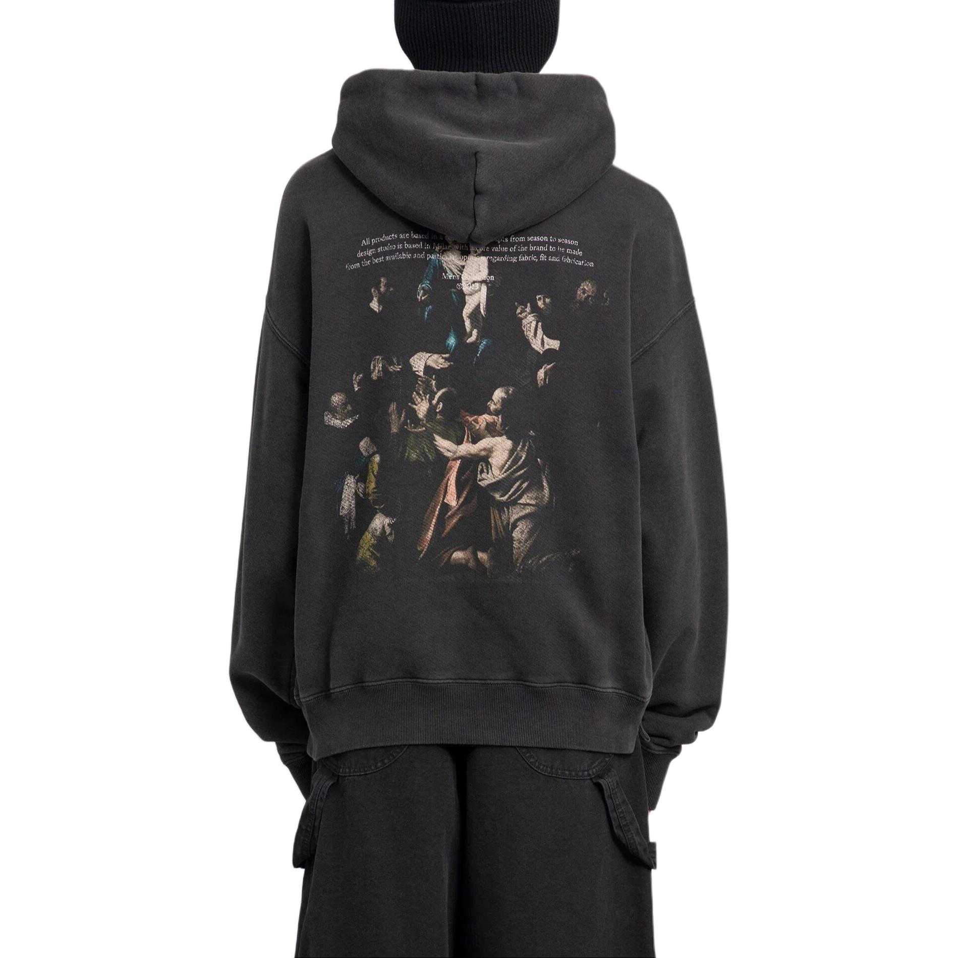 OFF-WHITE Solid Color Hoodie Black Regular Fit  Pullover Sweatshirt OMBB085S24FLE0101001 圖 5