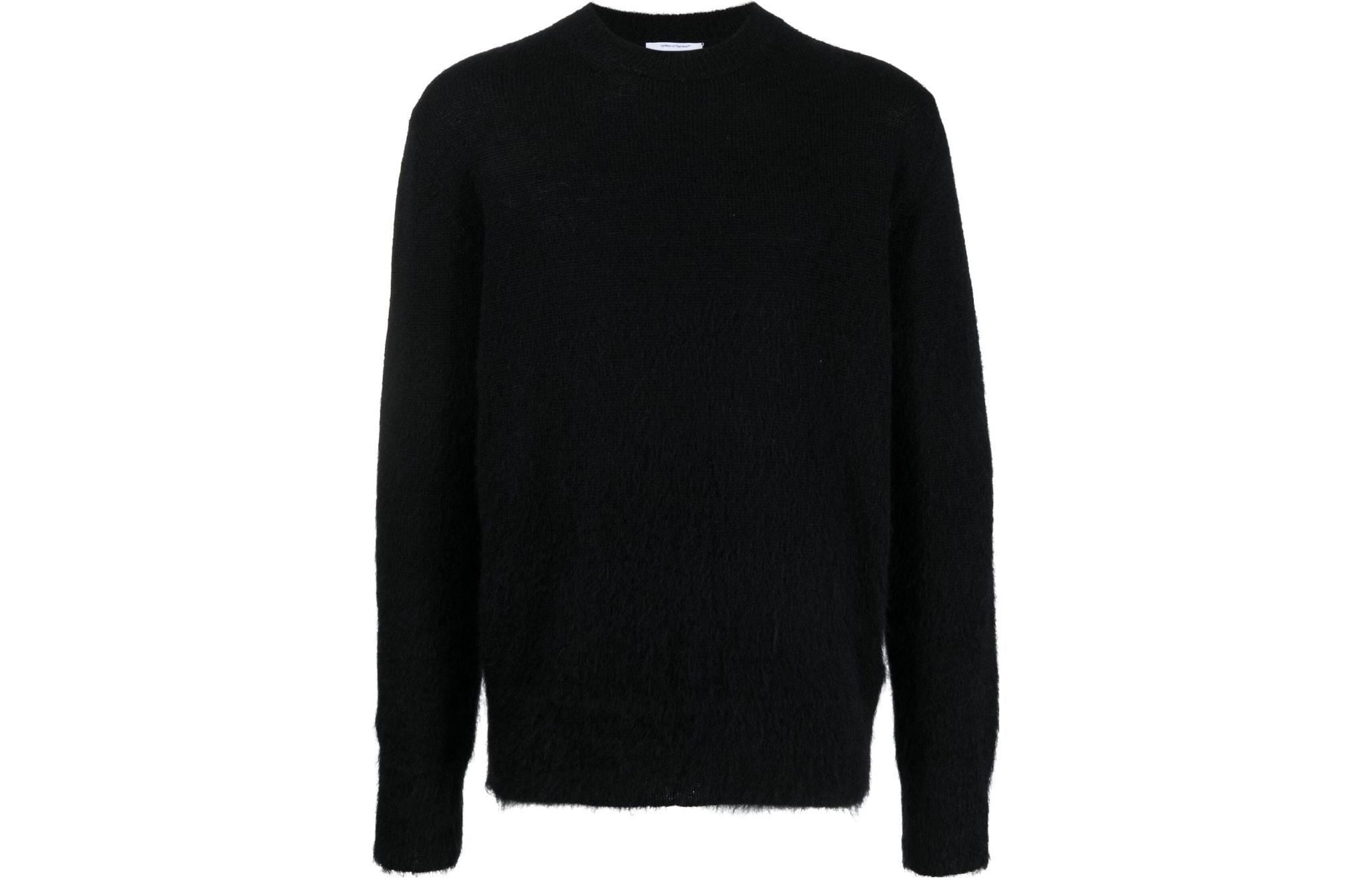 OFF-WHITE Solid Color Mohair Crewneck Sweater  Long Sleeve OMHE170F23KNI0011061