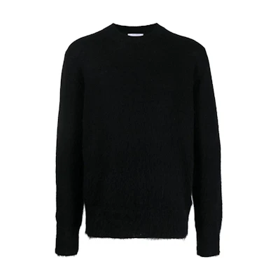 OFF-WHITE Solid Color Mohair Crewneck Sweater Long Sleeve OMHE170F23KNI0011061
