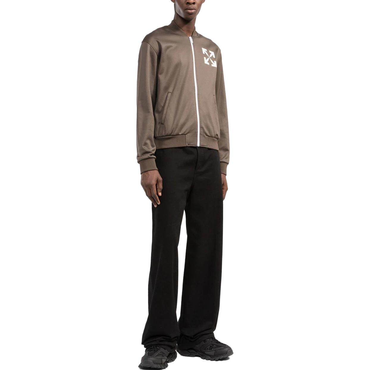 Lookbook オフホワイト ソリッドカラー ジップアップジャケット ブラウン OMBD037S22FAB002-6401