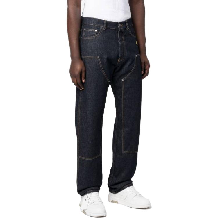 Details for OFF-WHITE 男士高腰修身牛仔裤 深蓝色 刺绣标志 OMYA168S23DEN0024818