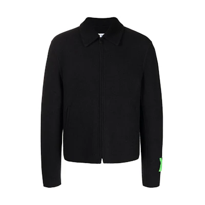 OFF-WHITE Solid Logo Patch Zip-Up Jacket Black OMEA346F22FAB0011000
