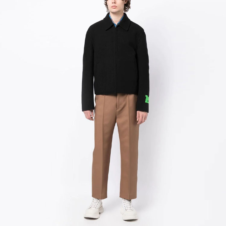 Lookbook OFF-WHITE Jaket Zip Logo Patch Hitam OMEA346F22FAB0011000