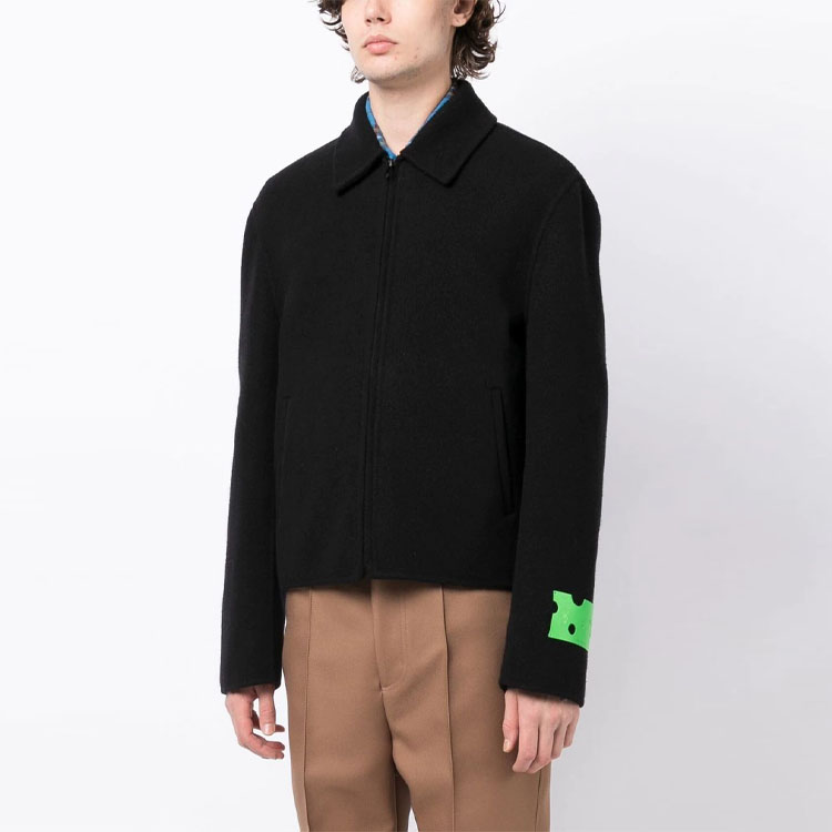 Purchase OFF-WHITE Jaket Zip Logo Patch Hitam OMEA346F22FAB0011000