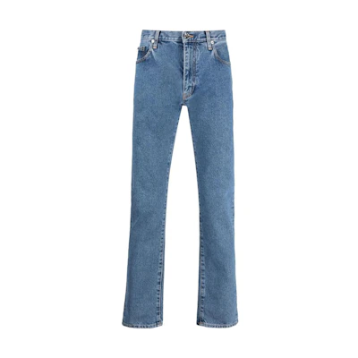 OFF-WHITE Solid Logo Straight Fit Light Blue Denim Jeans Men’s Fall Collection. OMYA102C99DEN0064901