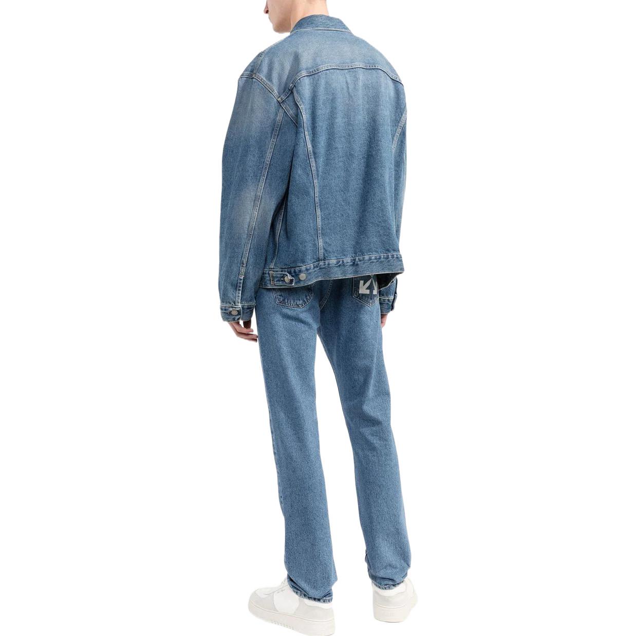 Shop OFF-WHITE Seluar Jeans Biru Muda Lelaki Fit Lurus Koleksi Musim Luruh. OMYA102C99DEN0064901