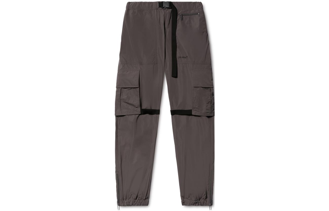 Order オフホワイト ロゴ入りストライプ ワークパンツ リードグレー メンズルーズフィット OMCF031S23FAB0020710