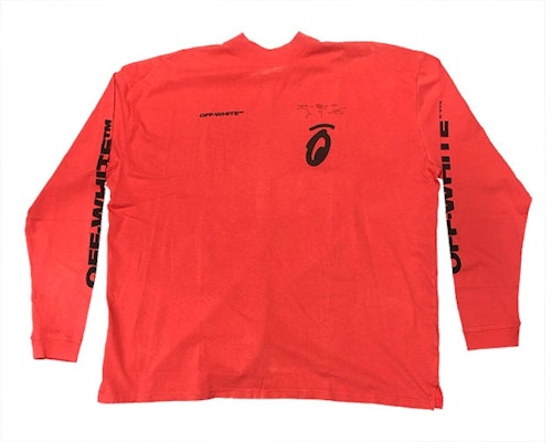 Off-White Kaos Lengan Panjang Logo Arrows Terbelah Merah Buy Off-White Kaos Lengan Panjang Logo Arrows Terbelah Merah