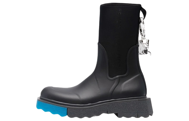 Off-White Sponge Rubber Rain Boot 'For Rainy Days - Black Blue' OMIA230F21MAT001-1001