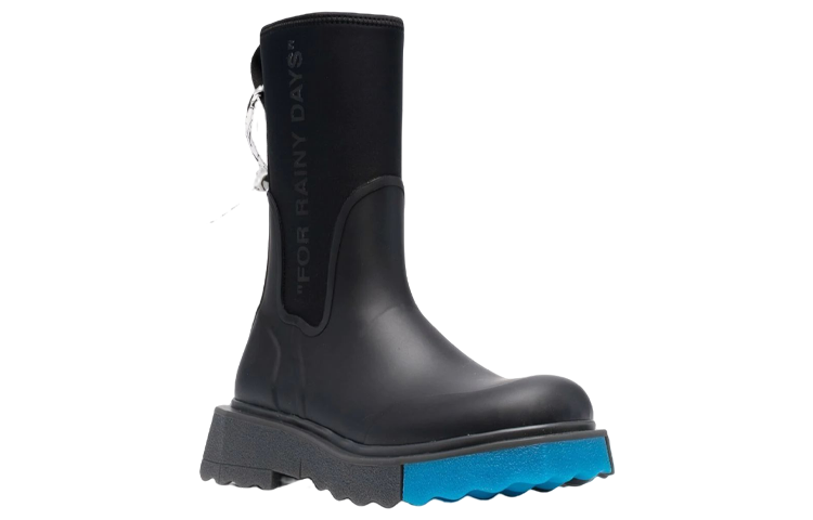 Off-White Sponge Rubber Rain Boot 'For Rainy Days - Black Blue' 圖 2