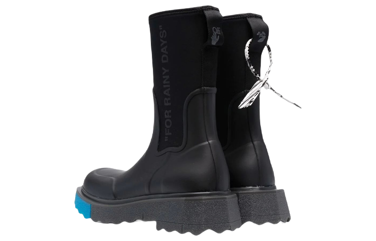 Off-White Sponge Rubber Rain Boot 'For Rainy Days - Black Blue' 圖 3