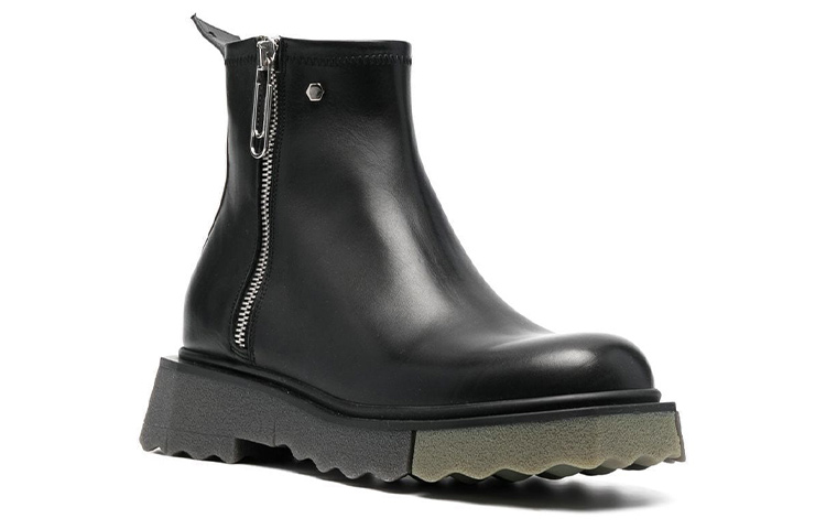 Order OFF-WHITE 皮革 拉鍊 短靴 黑色