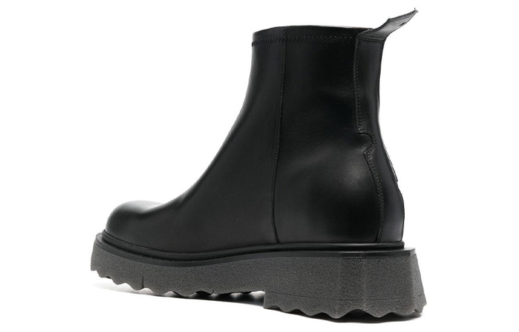 Shop OFF-WHITE 皮革 拉鍊 短靴 黑色