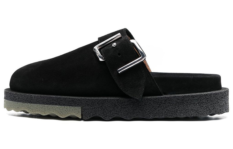 Off-White Spongesole Clogs Black Suede OMIJ001C99LEA0011056
