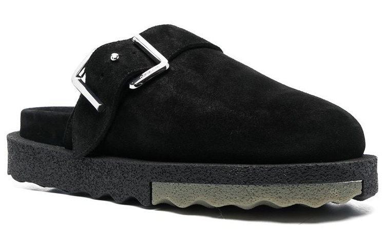 Order Off-White Spongesole Clogs Hitam Suede OMIJ001C99LEA0011056