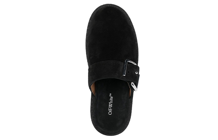 Lookbook Off-White Spongesole Clogs Hitam Suede OMIJ001C99LEA0011056