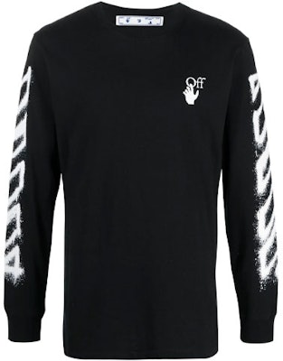 OFF-WHITE 噴漆箭頭圖案長袖 T 恤 黑白色 Buy OFF-WHITE 噴漆箭頭圖案長袖 T 恤 黑白色