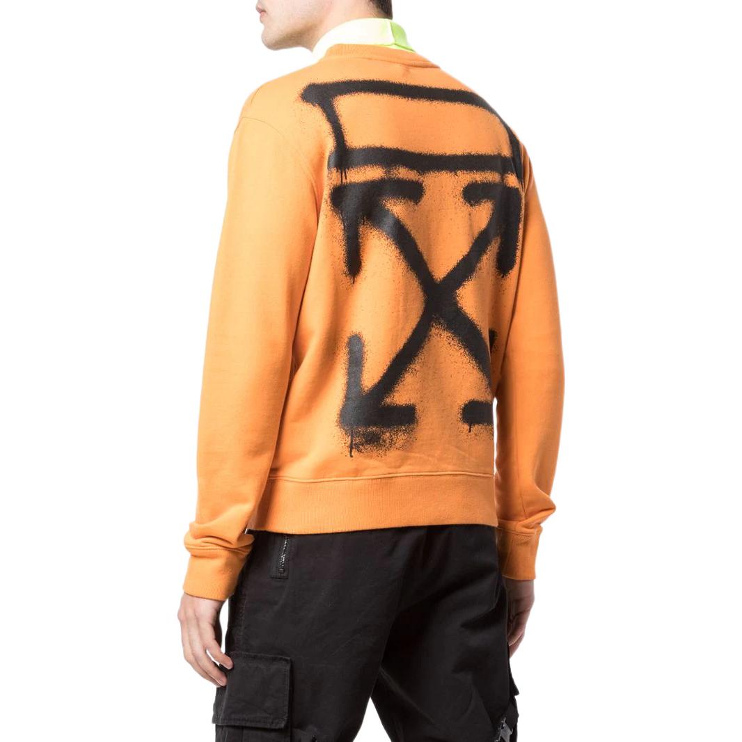 Shop OFF-WHITE Baju Crewneck Cetakan Spray Paint Oren Regular Fit. OMBA025R20E300151910