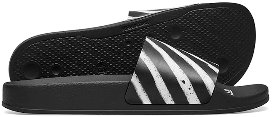 Off-White 噴漆條紋拖鞋 '黑白' OMIA087S19C220371001 Shop Off-White 噴漆條紋拖鞋 '黑白' OMIA087S19C220371001