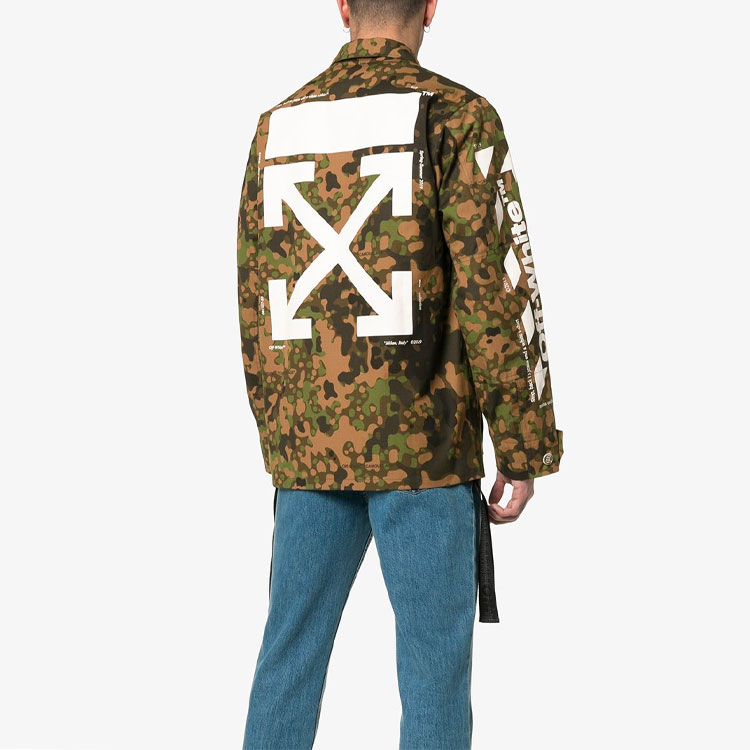 Details for Off-White SS19 箭头迷彩绿色棉夹克外套 OMEL006S19A660249901