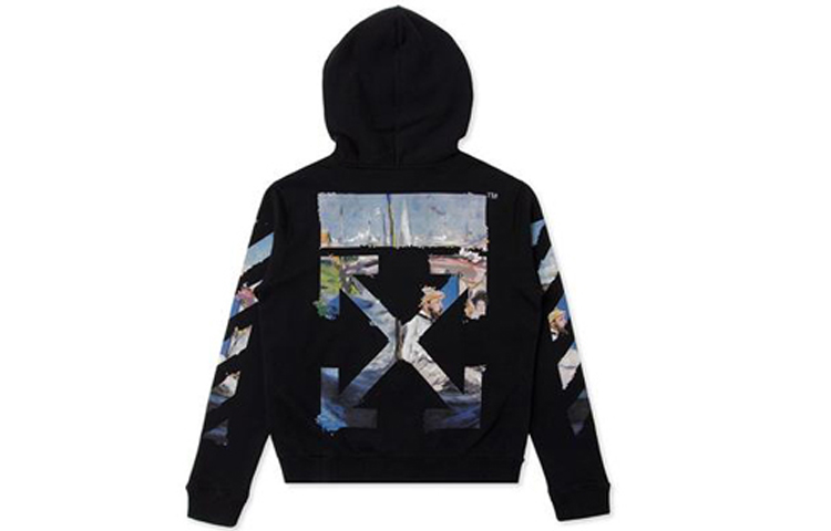 OFF-WHITE SS19 Arrow Print Zip Hoodie Men Black OMBE001G20FLE0011088