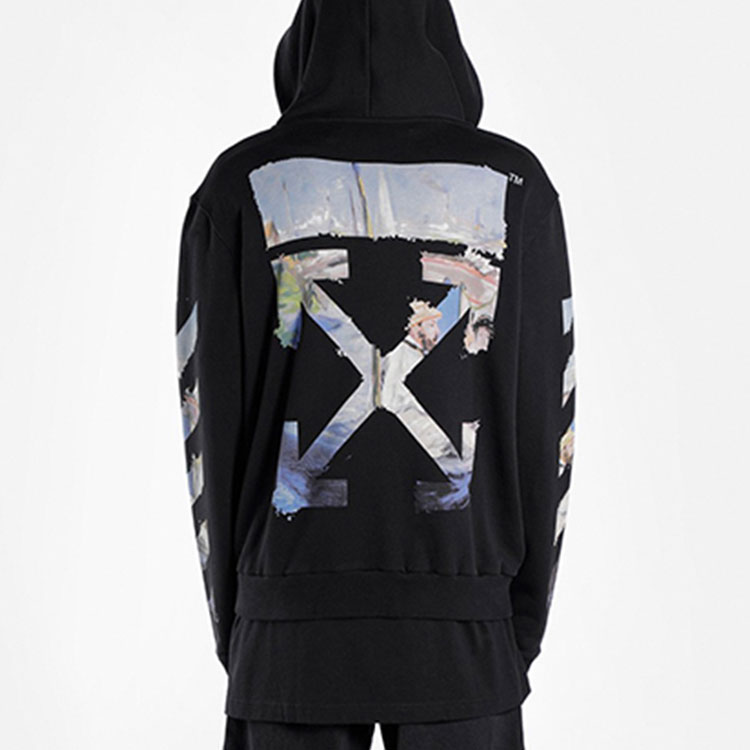 Purchase 오프화이트 SS19 애로우 프린트 집 후디 남성 블랙 OMBE001G20FLE0011088