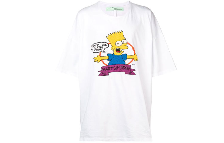OFF-WHITE SS19 Bart Simpson Oversized T-Shirt White Men OMAA066S191850040188