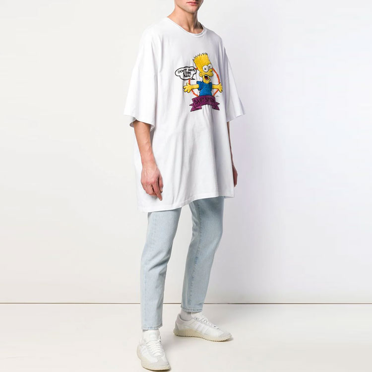 Lookbook 오프화이트 SS19 바트 심슨 오버사이즈 티셔츠 화이트 남성용 OMAA066S191850040188