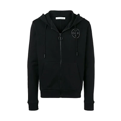 OFF-WHITE SS19 Black Logo Rhinestone Hoodie OMBE001R190030101008