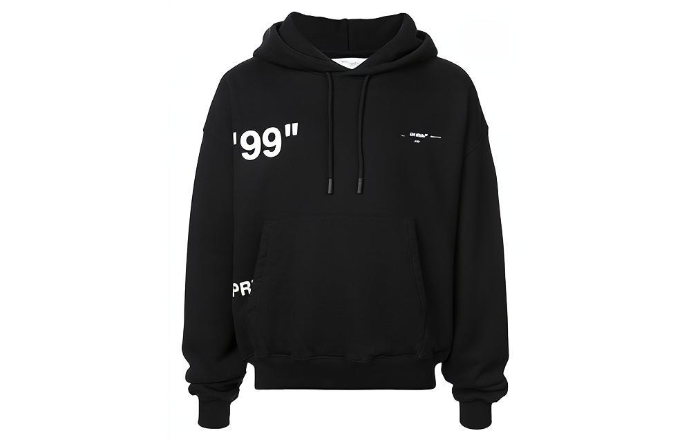OFF-WHITE SS19 Black Loose Fit Graphic Back Hoodie OMBB037R19B970011088