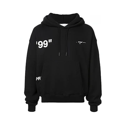 OFF-WHITE SS19 Black Loose Fit Graphic Back Hoodie OMBB037R19B970011088