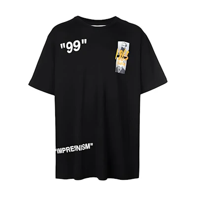 OFF-WHITE SS19 Black Printed Cotton Loose Fit T-Shirt OMAA038R191850091088