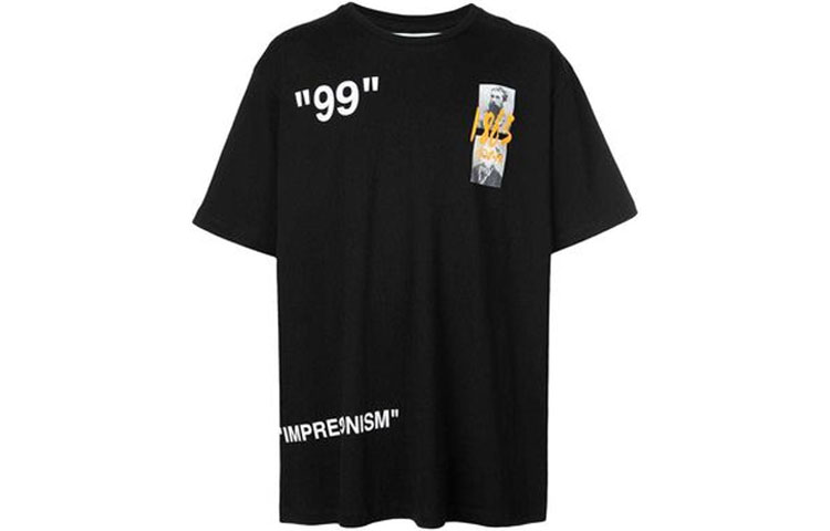 OFF-WHITE SS19 Black Printed Cotton Loose Fit T-Shirt OMAA038R191850091088 圖 3