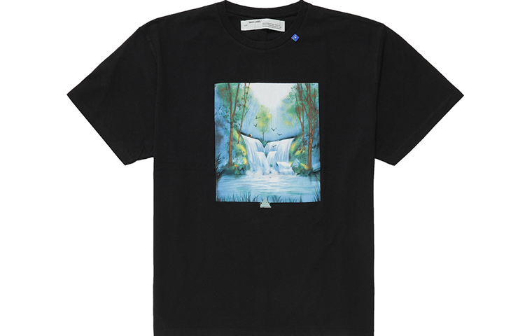 OFF-WHITE SS19 Black Waterfall Print T-Shirt OMAA038E191850151088
