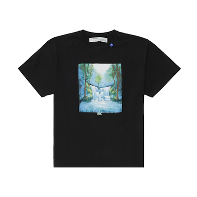 OFF-WHITE SS19 Black Waterfall Print T-Shirt OMAA038E191850151088