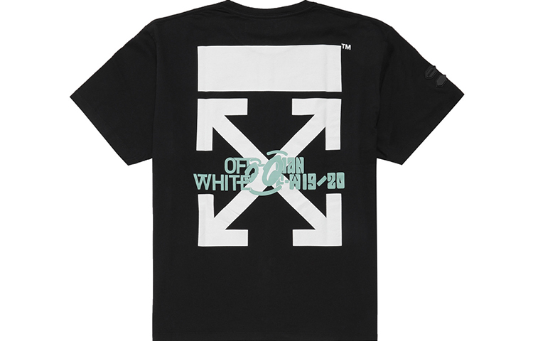 Lookbook Camiseta Negra OFF-WHITE SS19 con Estampado de Cascada. OMAA038E191850151088