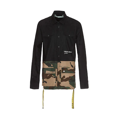 OFF-WHITE SS19 Camouflage Patchwork Black Long Sleeve Jacket OMGA062E188110101001