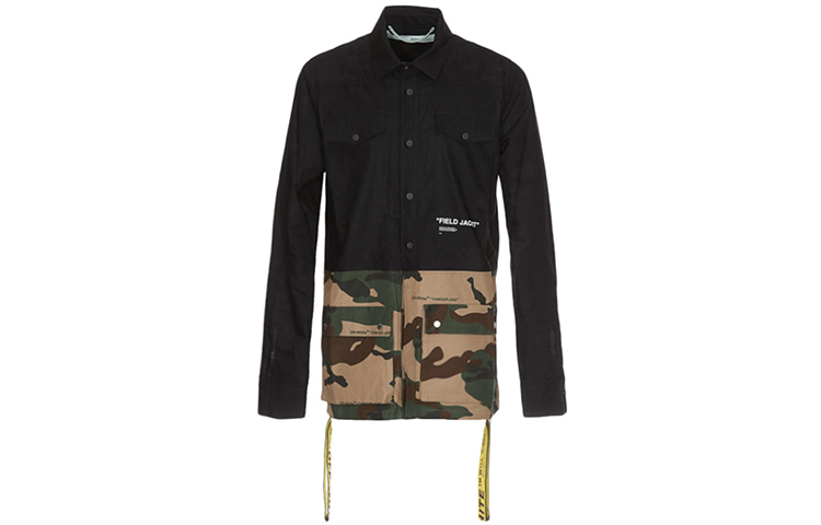 Order OFF-WHITE SS19 迷彩拼接黑色長袖外套 OMGA062E188110101001