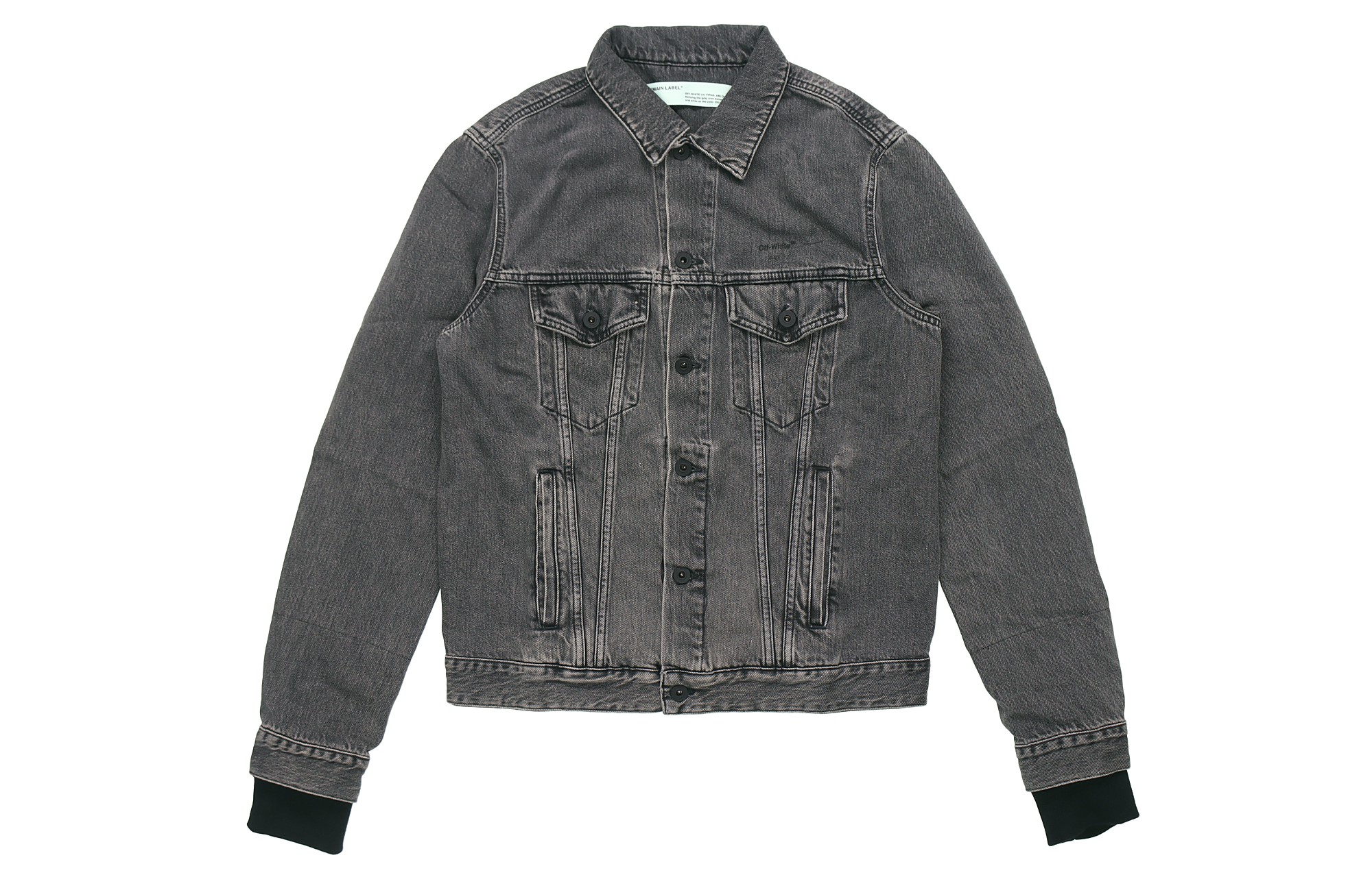 OFF-WHITE SS19 Classic Oil Painting Arrow Print Denim Jacket Men’s Grey OMYE019R19C270120888 圖 2