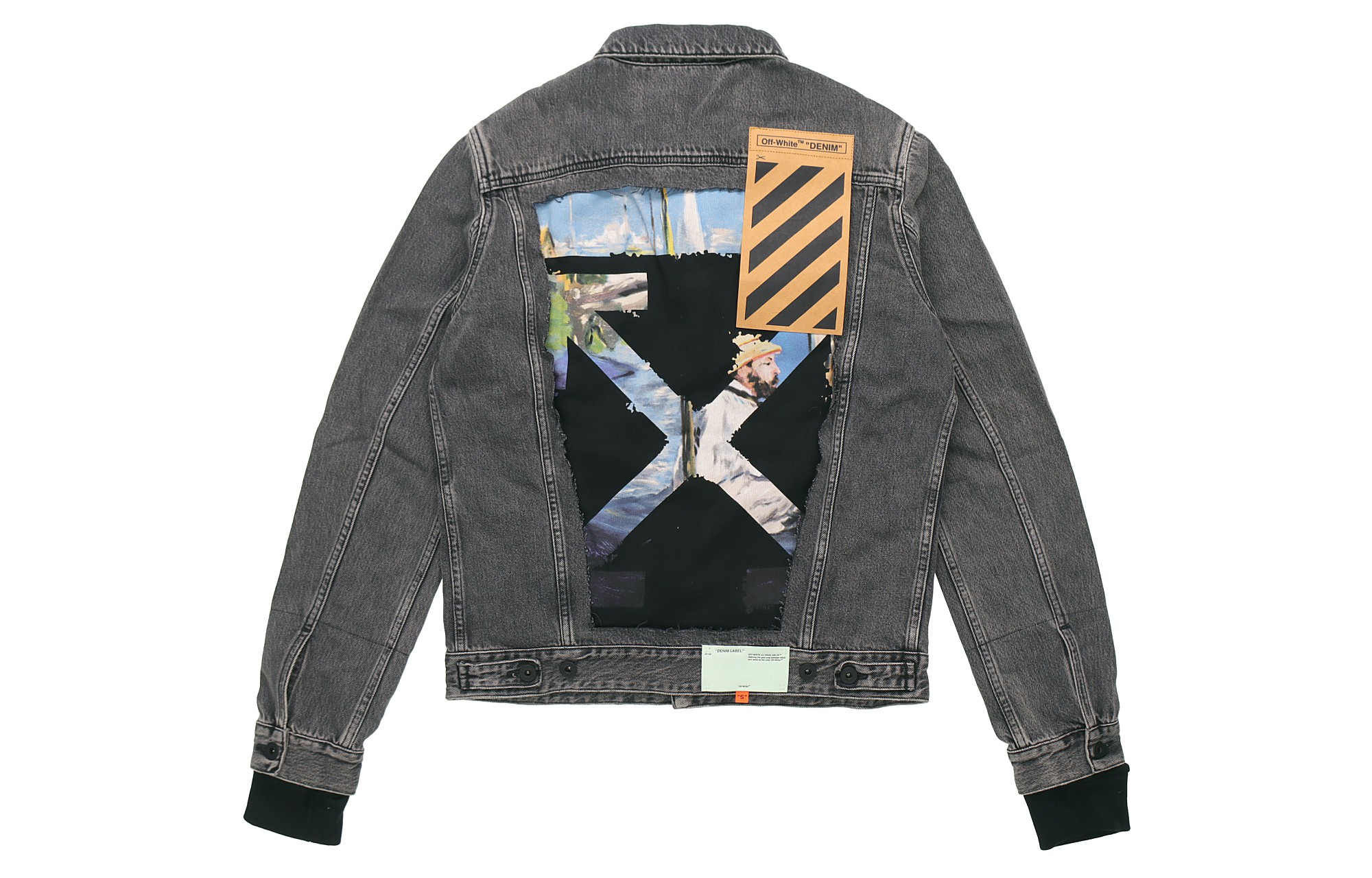 OFF-WHITE SS19 Classic Oil Painting Arrow Print Denim Jacket Men’s Grey OMYE019R19C270120888 圖 3