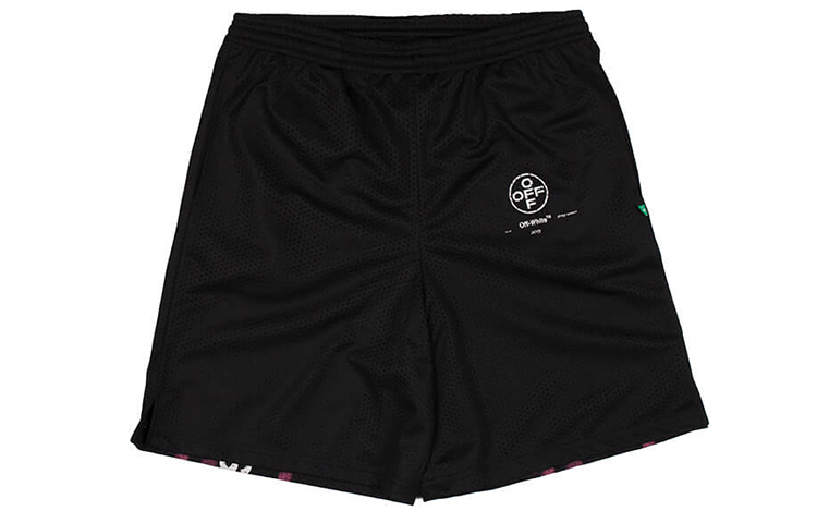 OFF-WHITE SS19 Diag Stencil Mesh Shorts Black "99" Black/Pink Men OMCI005R191010151028
