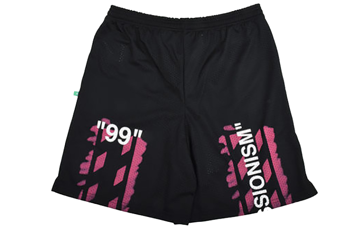 Lookbook OFF-WHITE SS19 Diag Stencil Mesh Shorts Hitam "99" Hitam/Pink Lelaki OMCI005R191010151028